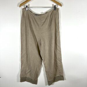 RICHARD MALCOLM Pants Womens Size 12 Beige 100% Irish Linen Wide Leg Lightweight